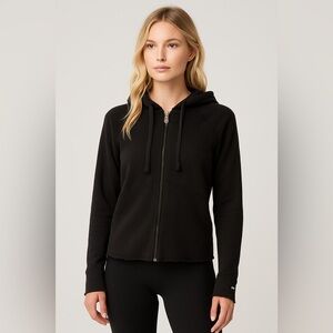 Alo Yoga Black Raw Edge Zip Hoodie Size Small – Bamboo Blend Athleisure